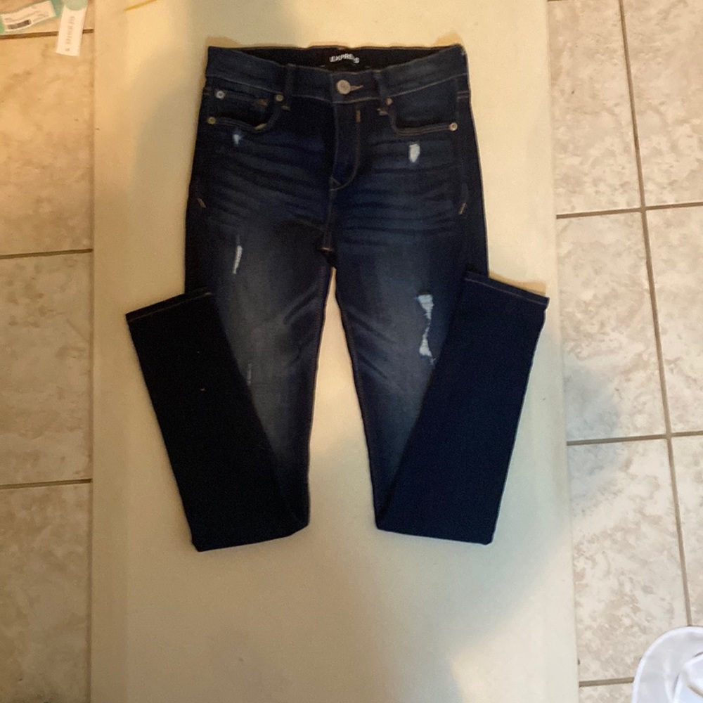Express distressed skinny jeans